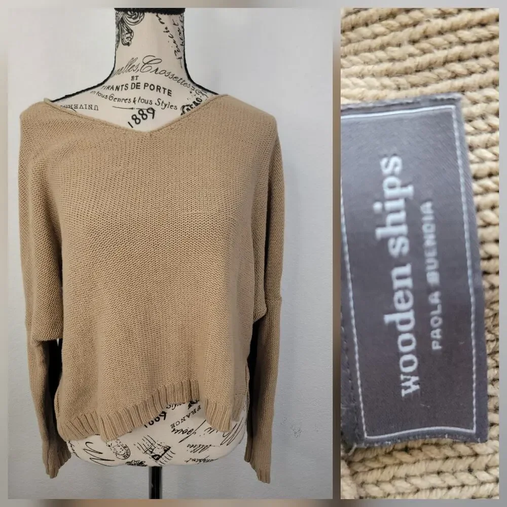 Wooden Ships Sweatshirt Top Sz S/M Boyfriend Fit Relaxed Oversized Semi Crop